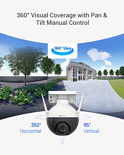 EZVIZ 360 PTZ Camera Outdoor/Outside, WiFi Cameras for Home Security, Surveillance Camera with Smart Detection, Color Night Vision, Audio Pick-up, Waterproof, Alexa/Google, 256GB - Image 3