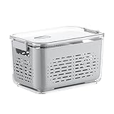 Redrubbit Large Fridge Vegetable Storage Containers Bins Produce Saver with Vented Lids & Colander,