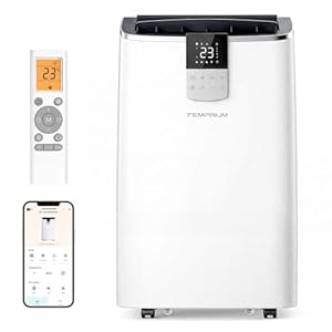 Temprium Mobile Klimaanlage 14000BTU mit Abluftschlauch | 4-in-1 Mobiles Klimagerät mit Fensterabdichtung | APP-Steuerung + Fernbedienung | Leiser Betrieb <41dB | 24h-Timer