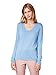 Produktbild TOM TAILOR Damen Basic V-Neck Pullover, Blau (Sea Blue Melange 15584), S