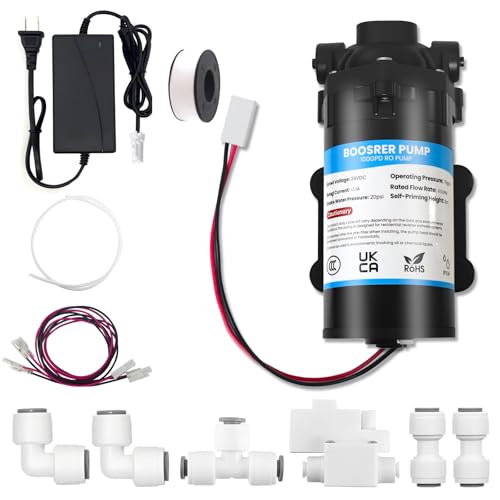 RO Booster Pump Kit for Home,RO Reverse Osmosis Booster Pump for Water Filter System, Water Filter 100 GPD, Includes Pump, Pressure Switch, Transforme, Quick-Connection