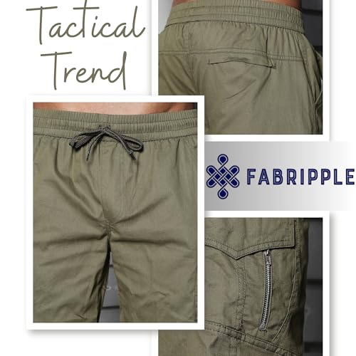 Image of FABRIPPLE Men's Heavy-Duty Cotton Cargo Pants - Rugged Style, All-Day Comfort