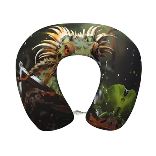 ZhRiYan Almohada de viaje de espuma viscoelástica de lagartos espinosos, soporte para el cuello en forma de U, perfecta para coches, oficina en casa y actividades de ocio.