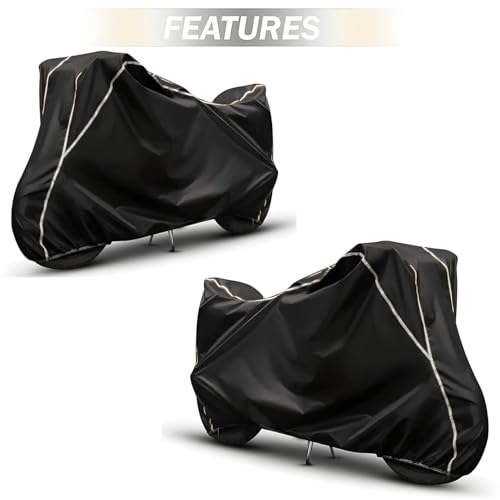 Image of Waterproof Bike Body Cover Compatible with Tvs Apache RTR 160 Dustproof Scratchproof - Motorcycle Cover for Two Wheeler, Outdoor Full Cover with UV, Duty, Rain Protection (Black & White) R1