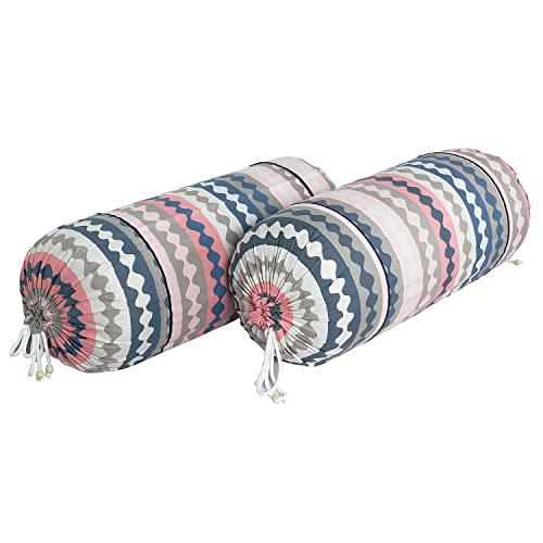 Image of Kuber Industries Bolster Covers | Soft Cotton Bolster Cover Set | Diwan Round Bolster Pillow Covers | Zig Zag Design Roll Masand Cover | 16x32 Inch | Pack of 6 | Multicolor
