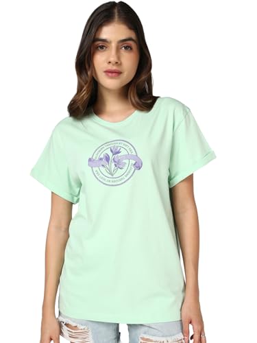Image of Bewakoof Women's My Badass Graphic Printed 100% Cotton T-Shirt - Boyfriend Fit, Round Neck, Half Sleeve