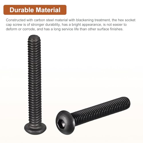 DTGN 1/4-20x2" Button Head Socket Cap Screws, 10Pack, Good for Machine, Carbon Steel Black Oxide - Image 3