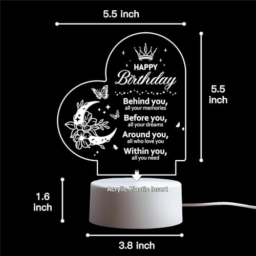 Image of Acrylic LED Night lamp Birthday Gift for Wife Husband Father Mother Son Daughter Friend Sister Brother Boyfriend Girlfriend,etc., Brown & Transparent