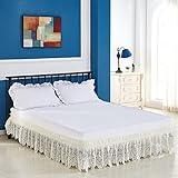 Home Wrap Around Elastic Lace Bed Skirts Bed Wrap Easy Fit Dust Ruffle Bedskirt 14' Drop Dust Ruffle Adjustable