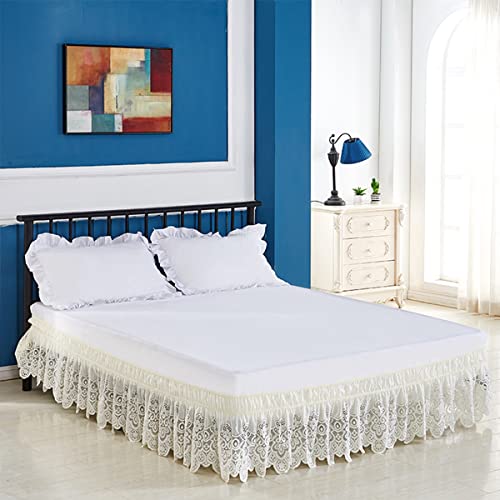 Home Wrap Around Elastic Lace Bed Skirts Bed Wrap Easy Fit D...