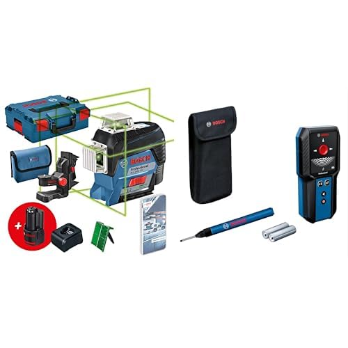 Bosch Professional 12V System nivel láser GLL 3-80 CG y Amazon Exclusive Set y Bosch Professional detector de pared GMS 100-2
