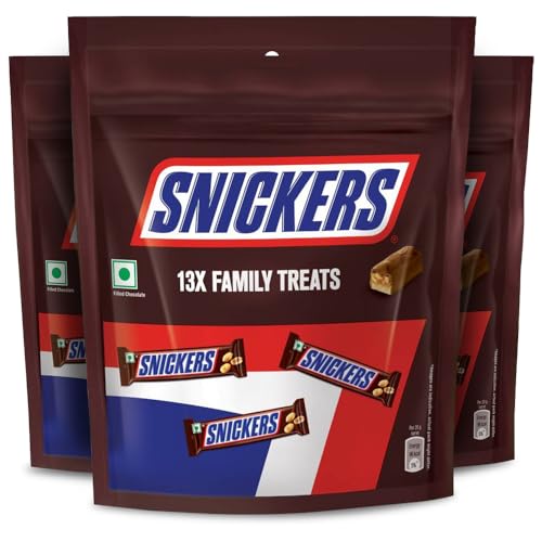 Image of Snickers Family Treats Peanut Filled Chocolate Pouch, 3 X 168 G, 504 Gram, 504 Gram