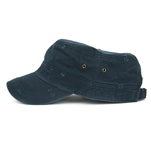 Ililily Distressed Cotton Cadet Cap With Adjustable Strap Army Style Hat (Cadet_527_5) #TOP2
