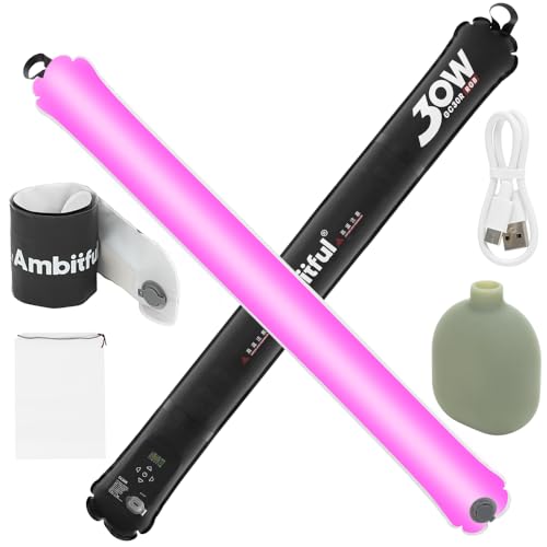 Ambitful GC30R 30W RGB �C���t���[�^�u�� �`���[�u ���C�g �}�O�l�b�g �f�U�C���A90cm �|�[�^�u�� TPU �n���h�w���h LED �r�f�I ���C�g�A2000K-10000K �����\�A16 ��ނ� FX �G�t�F�N�g�t���ACRI 95