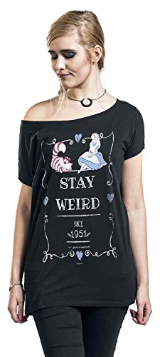 Alice Au Pays des Merveilles Stay Weird Femme T-Shirt Manches Courtes Noir Large - Les Beatles, Paul McCartney, John Lennon, RIngo Starr, George Harrison Alice Au Pays des Merveilles Stay Weird Femme T-Shirt Manches Courtes Noir Large – Image 6
