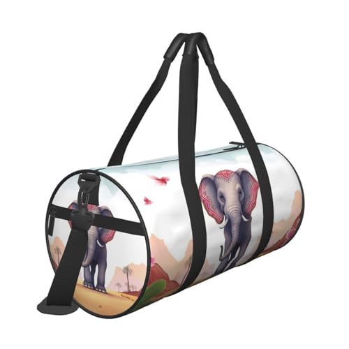 Travel Duffel Bag Sports Gym Bag With Shoes Compartment,Lightweight Overnight Weekender Bag Lucky Elephant Yoga Gym Sports Bag For Men Women2