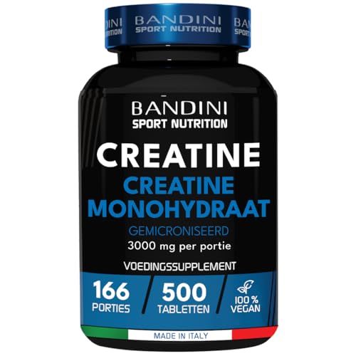 Bandini® Gemicroniseerde Creatine Monohydraat 500 tabletten van 3000 mg per dosis - Supplement voor training, sportschool en pre-workout - Veganistisch - 100% puur Creatine Monohydraat