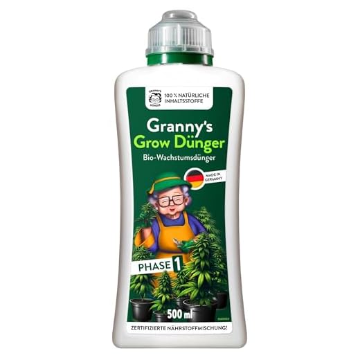 GRANNY’S ® Grow-Dünger I Flüssigdünger für Cannabispflanzen I Veganer Universaldünger I Omas Bio-Dünger I Einfach und effektiv Düngen I Für Indoor- & Outdooranbau & Messbecher I Omas Cannabis Dünger