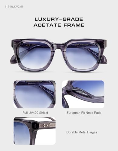 Vintage Oversized Square Sunglasses for Men Women, Acetate Retro ​Luxury Large Frame Shades with Trendy UV4004