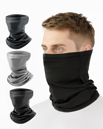 3PCS Colors Cooling Neck Gaiter Face Cover Scarf, Soft Windproof, Hiking Cycling Running UV Protection Mask for Men,