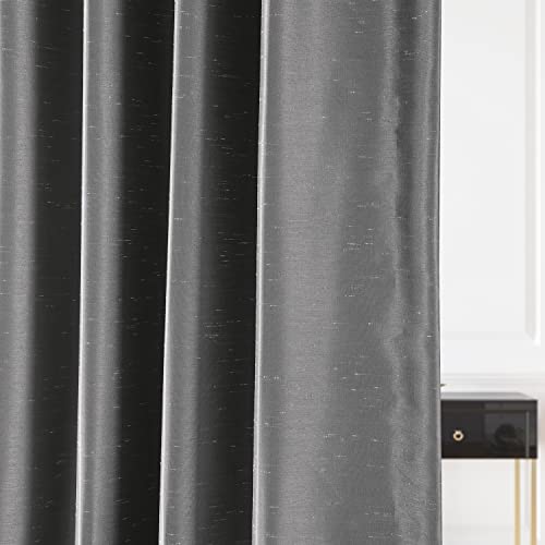 Hpd Half Price Drapes Pleated Faux Silk Blackout Curtains For Bedroom Vintage Textured 25 X 96 (1 Panel), Pdch-Kbs7Bo-96-Fp, Storm Grey #TOP6