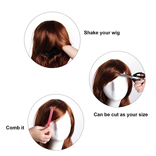 Rbenxia Curly Cosplay Wig Long Hair Heat Resistant Spiral Costume Wigs Anime Fashion Wavy Curly Cosplay Daily Party Brown 32" 80Cm #TOP3