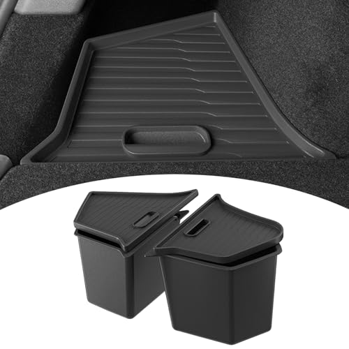 Image of PUOENI Model Y 5 Seater Rear Trunk Storage Bins with Lids for 2023-2024-(No for 2025 New Model Y Juniper) 2PCS Model Y Rear Trunk Storage Box TPE Waterproof Trunk Organizer Interior Accessories
