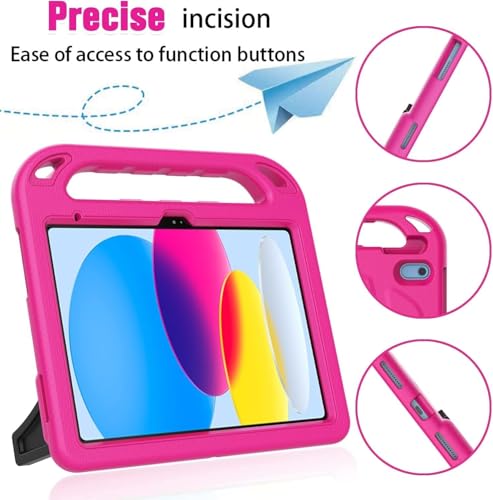 Coque résistante aux chocs iPad 10.9 2022 rose avec support pliable et vitre intégrée - 7