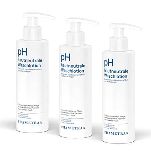 Phametra pH-hautneutrale Waschlotion | Medizinische Hautpflege | Milde Reinigung für empfindliche Haut | ohne Duft- und Farbstoffe | pH-Wert 5,5 | 3 x 200ml