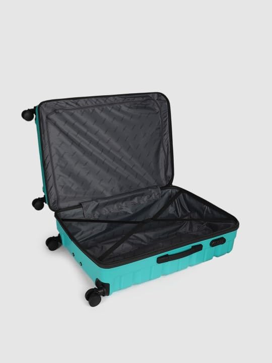 Image of Teakwood Large 8 Wheels Trolley Bag, Hard Cabin with Zipper Closure, Adjustable Push Button & Cross Side Strap, TSA Lock System 360 Degree (Large, Aqua Green)