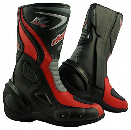 LV14 Bottes de moto en cuir blindé étanche Noir/bleu/rouge Pointure 40 Cover