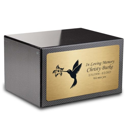 GetUrns Heritage Adult Carbon Fiber Cremation Urn Box for Human Ashes I Hummingbird Custom Engraved Wooden Urns for Male and Female I 213lbs
