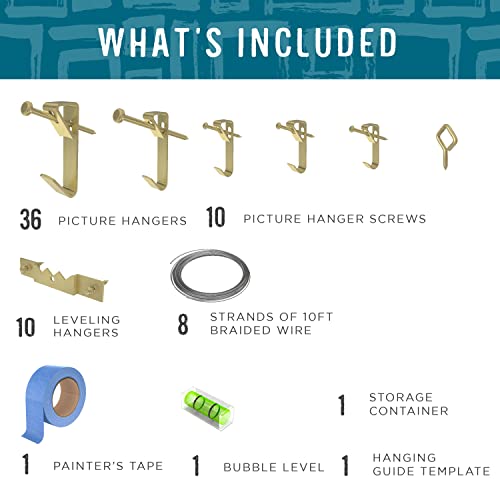 Image of National Hardware N900-004 Kit Picture Wire, Nails, Wall Hangers, Frame Hanging Hardware, Brass (Pack of 2)