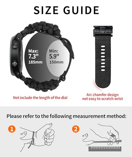 Correa Nylon Paracord 20mm/22mm/26mm Compatible Garmin miniatura 5