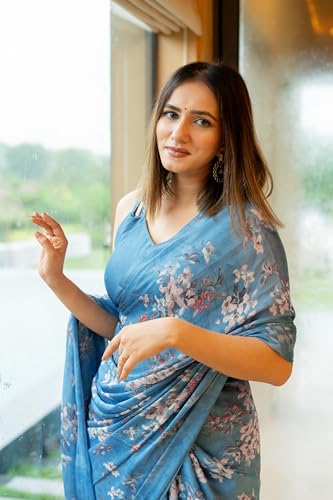 Image of MIRCHI FASHION Women Saree Chiffon Floral Printed | Breathable Lightweight Sari for Regular Home and Office Wear with Blouse Piece