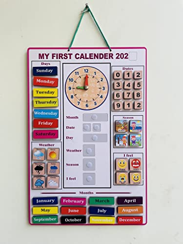 Image of Wooden My Calendar Velcro Activity Wall Game | Board Games | Interactive Learning, Days of The Week | Months | Seasons | Weather | Age 2-3 Years or Above