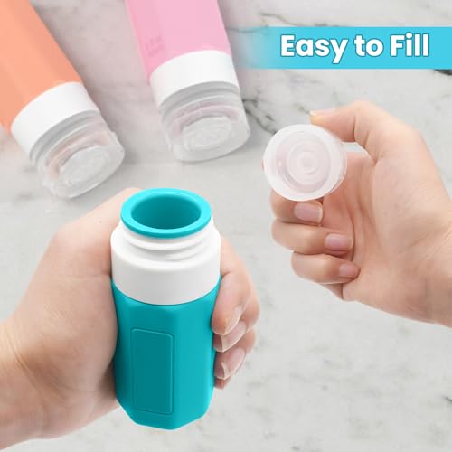 2 oz Travel Bottles, Small Size Containers, TSA Approved Silicone Travel Toiletries Bottles, Shampoo and Conditioner Kit for Women (Cream)3