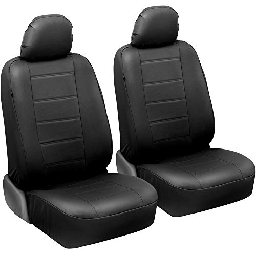 carXS UltraLuxe Faux Leather Car Seat Covers, Front Seats Only – Front Seat Cover Set, Padded for Comfort, Fits Most Cars Trucks Vans & SUVs (Black)