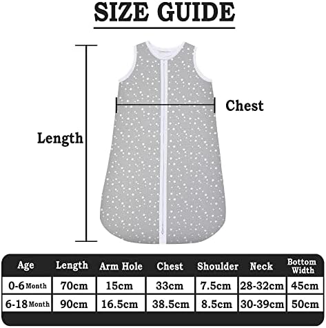 Lilly B. Baby Sleeping Bag 2.5 Tog 6-18 Months for All Seasons 100% Organic Cotton Material Muslin Sleeping Bag 6-18 months Soft, Comfortable, & Breathable for your Baby (Unisex) (Stars)