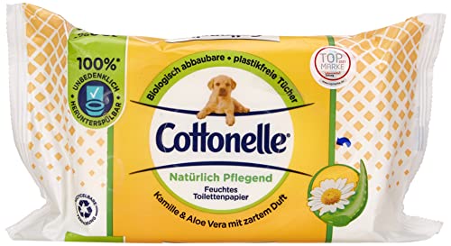 Cottonelle Hidrata y acondiciona de forma natural con manzanilla y aloe vera con aroma delicado, bolsa de 42 toallitas