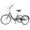 ROMYIX 8 Speed 3-Wheel Bike Adult Tricycle Bike 24", Cargo Trike Cruiser Cycling Tricycle for Outdoor Sports (24" 8speed Black) #3