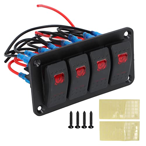 Panneau d'interrupteurs pour bateau et ATV étanche avec LED rouge - 6