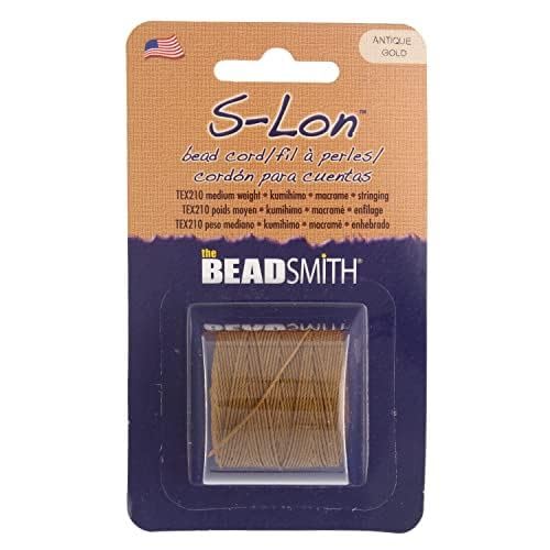 Cordón de nailon de 3 capas S-Lon #18 trenzado, hilo dorado antiguo de 0,5 mm en carrete 2