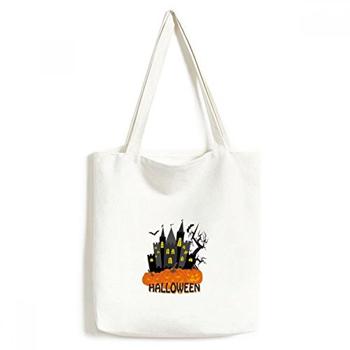 Sac en toile Château Effrayant 33x40cm cabas Halloween
