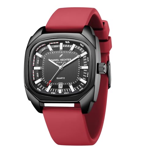Image of Daniel Hechter Paris Marie Collection Analog Watch for Men with Square Dial, Date Display, Quartz Movement & Silicone Strap