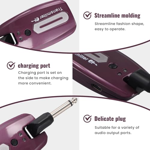 Sistema inalámbrico de guitarra USB recargable transmisor y receptor inalámbrico para guitarra eléctrica, sistema inalámbrico para guitarra, C miniatura 4