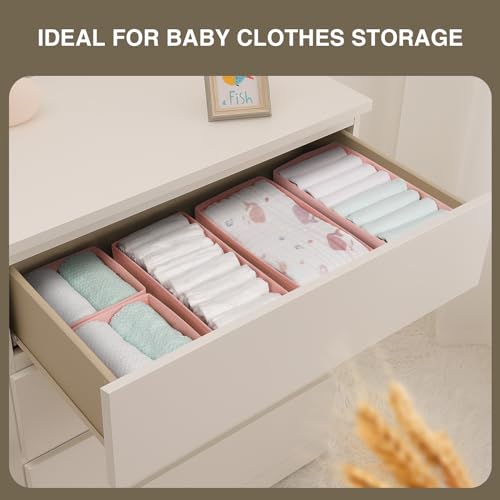 DIMJ-Drawer-Organizers-for-Clothing-Set-of-4-Dresser-Drawer-Organizers-Fabric-Closet-Organizers-and-Storage-Drawer-Dividers-for-Baby-Clothes-Socks-Belt-Tie-Pink