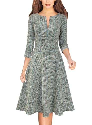 Image of VFSHOW Womens Work Business Office Front Zipper Slim Church A-Line Dress