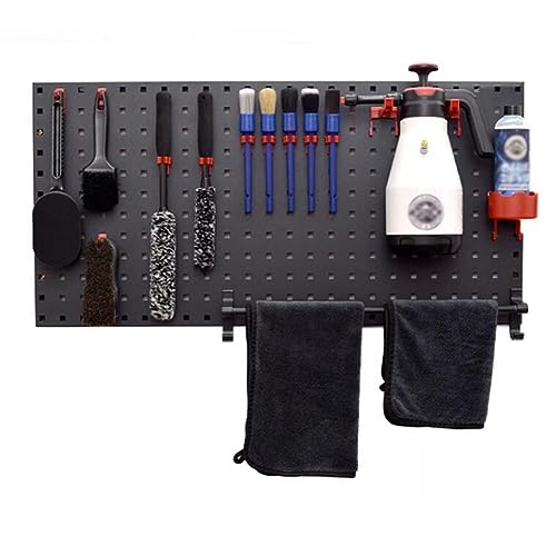 GZHERVICES Pegboard Organizer Panels, Garage Tool Board Storage Wall Construction Panels with Hooks, Control pegboard Panel Tool Organizer Hardware Accessories (Color : Black, Size : 45x90cm)