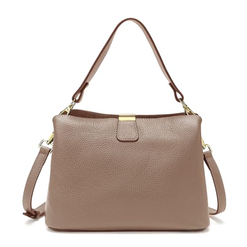 Image of Small Women Soft Genuine Leather Shoulder Bag Crossbody Purses for Lady Bucket Handbag